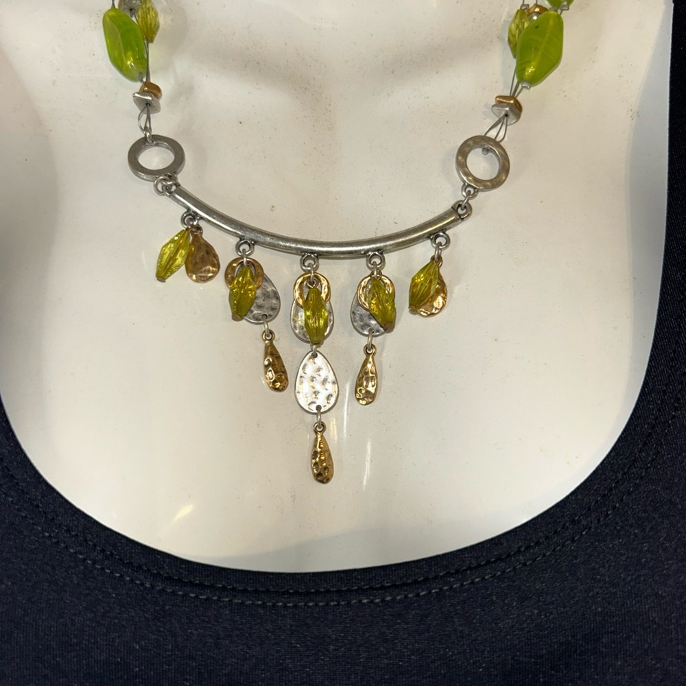 Nature-Inspired‎ Silver and Gold Necklace with Leaf Charms